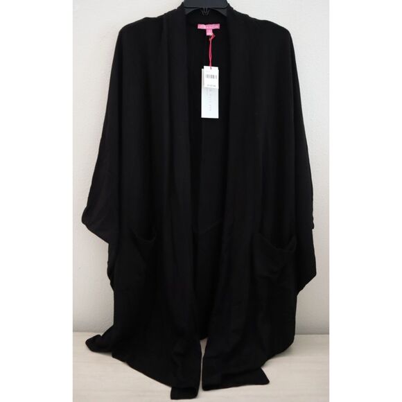 HB by Hale Bob RB5060 Women's Sz Large Black Open Front Oversized Cardigan - Picture 1 of 9
